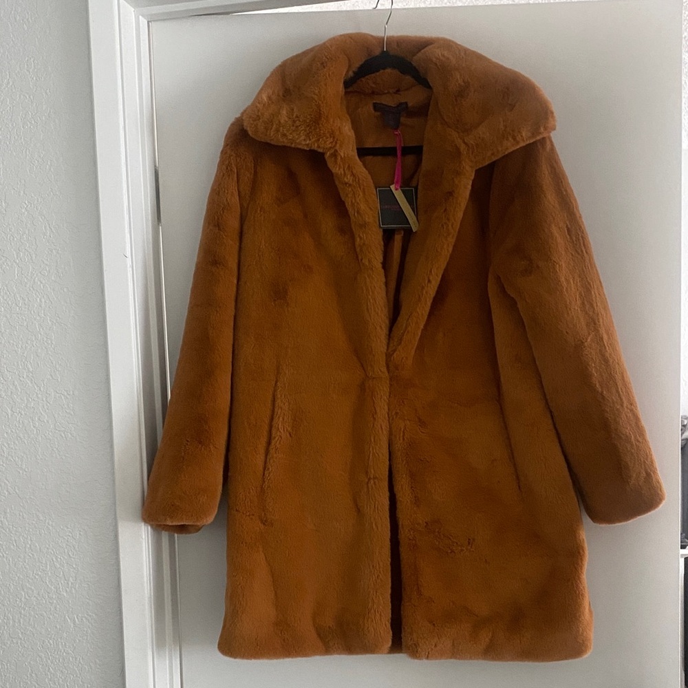 Christian Siriano Warm Brown Teddy Jacket